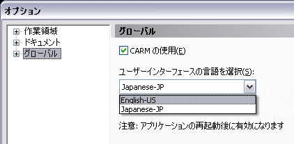 使用可能な言語の選択