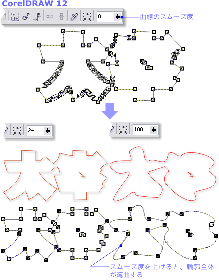 CorelDRAW 12でノードを削減