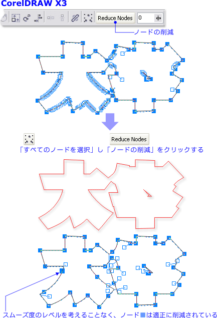 CorelDRAW X3でノードを削減