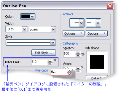 CorelDRAW X3の「輪郭ペン」ダイアログ