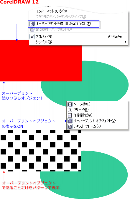 CorelDRAW 12のオーバープリント表示