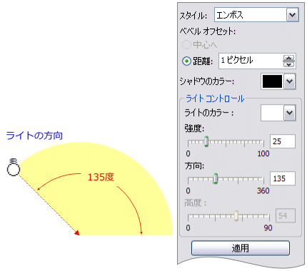 エンボス効果の設定