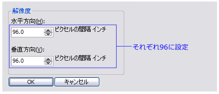 水平／垂直解像度の設定