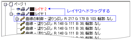 オブジェクトの項目をドラッグ