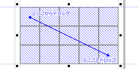 ドラッグする位置